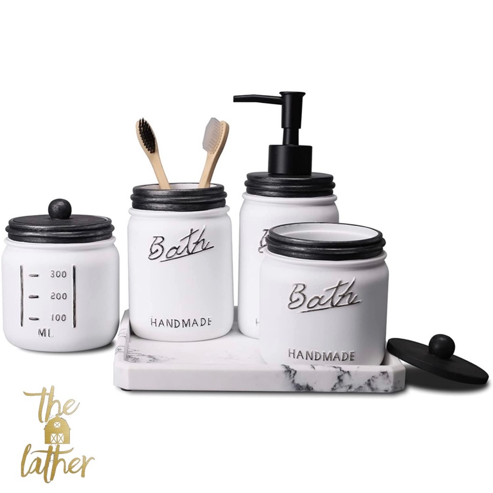 Rustic Retro Mason Jar Bathroom Accessories Set
